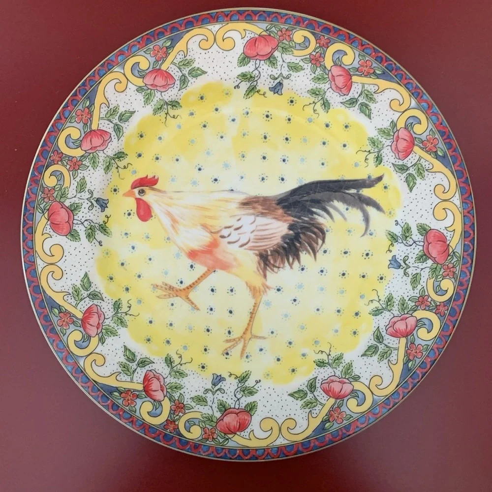 Bundle of Two Petite Provence Rooster Plates